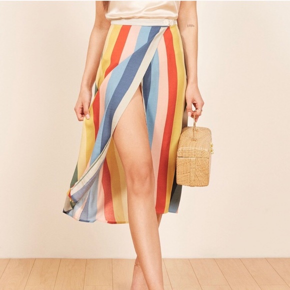 Reformation Dresses & Skirts - Reformation striped wrap skirt